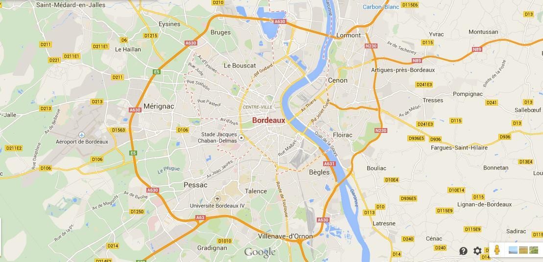 bản đồ Bordeaux khu vực pháp