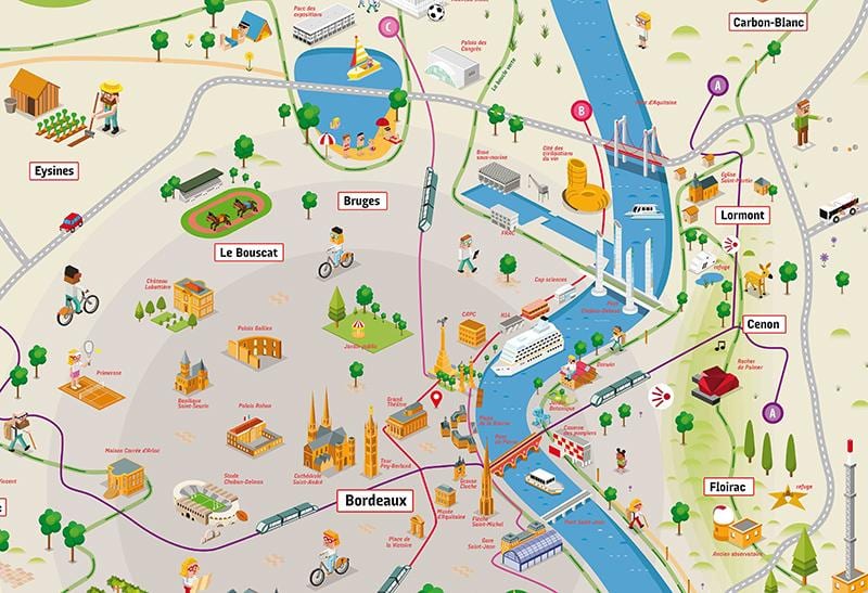 Bordeaux và khu vực xung quanh bản đồ