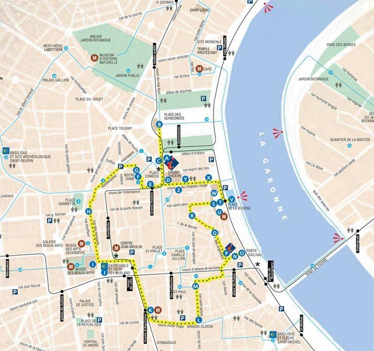 bản đồ của Bordeaux đi du lịch