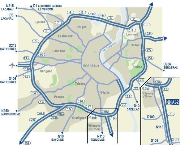 Bordeaux bản đồ đường