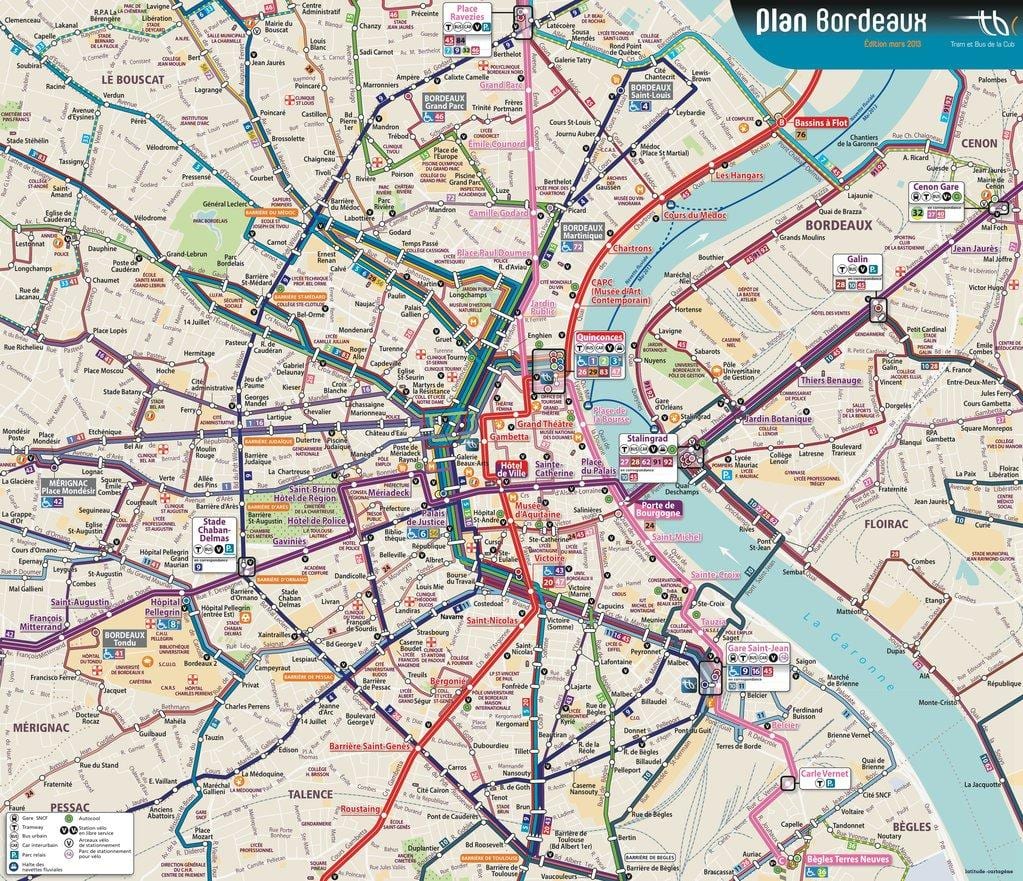 Bordeaux tuyến xe buýt bản đồ