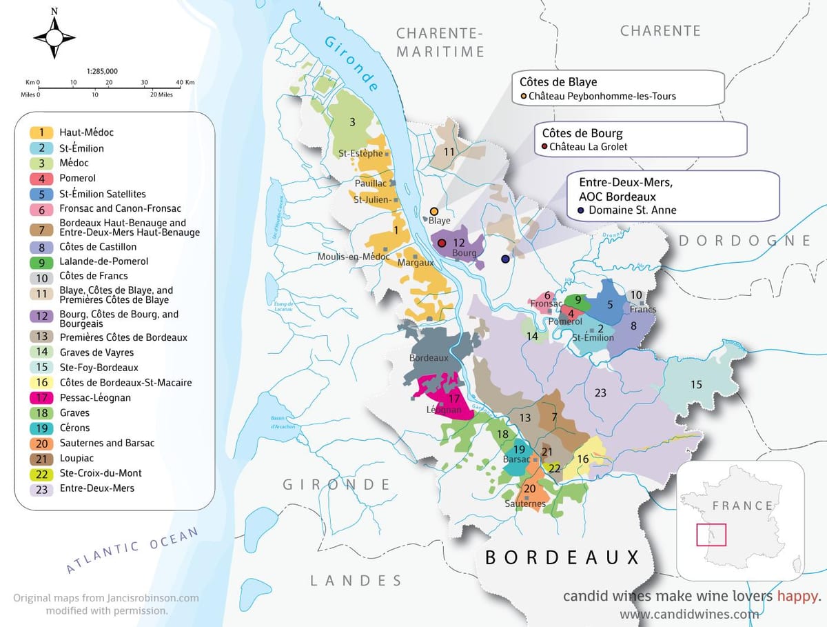 bản đồ của Bordeaux lâu đài