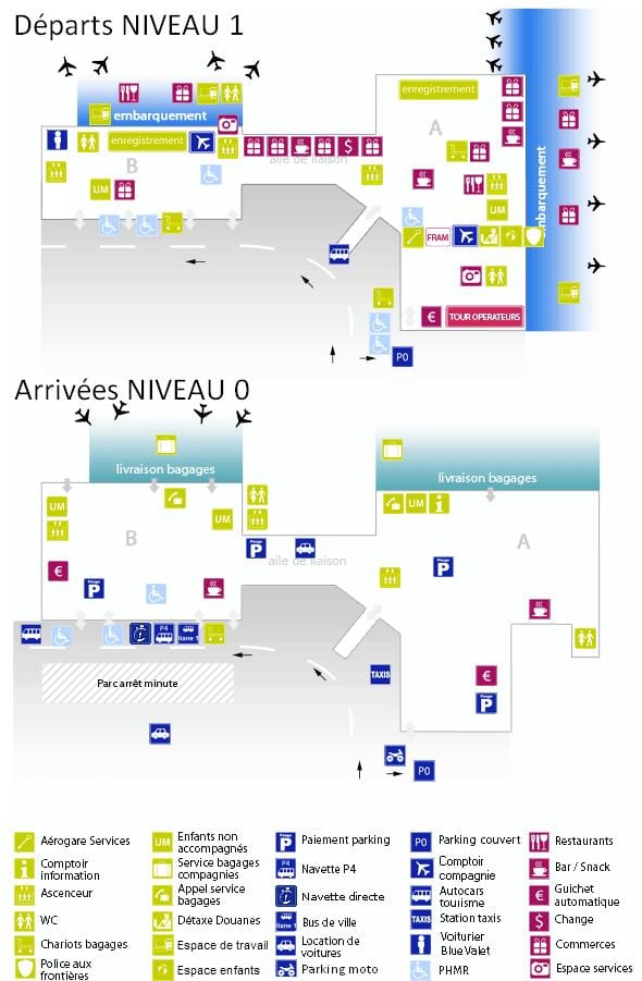 bản đồ của sân bay Bordeaux