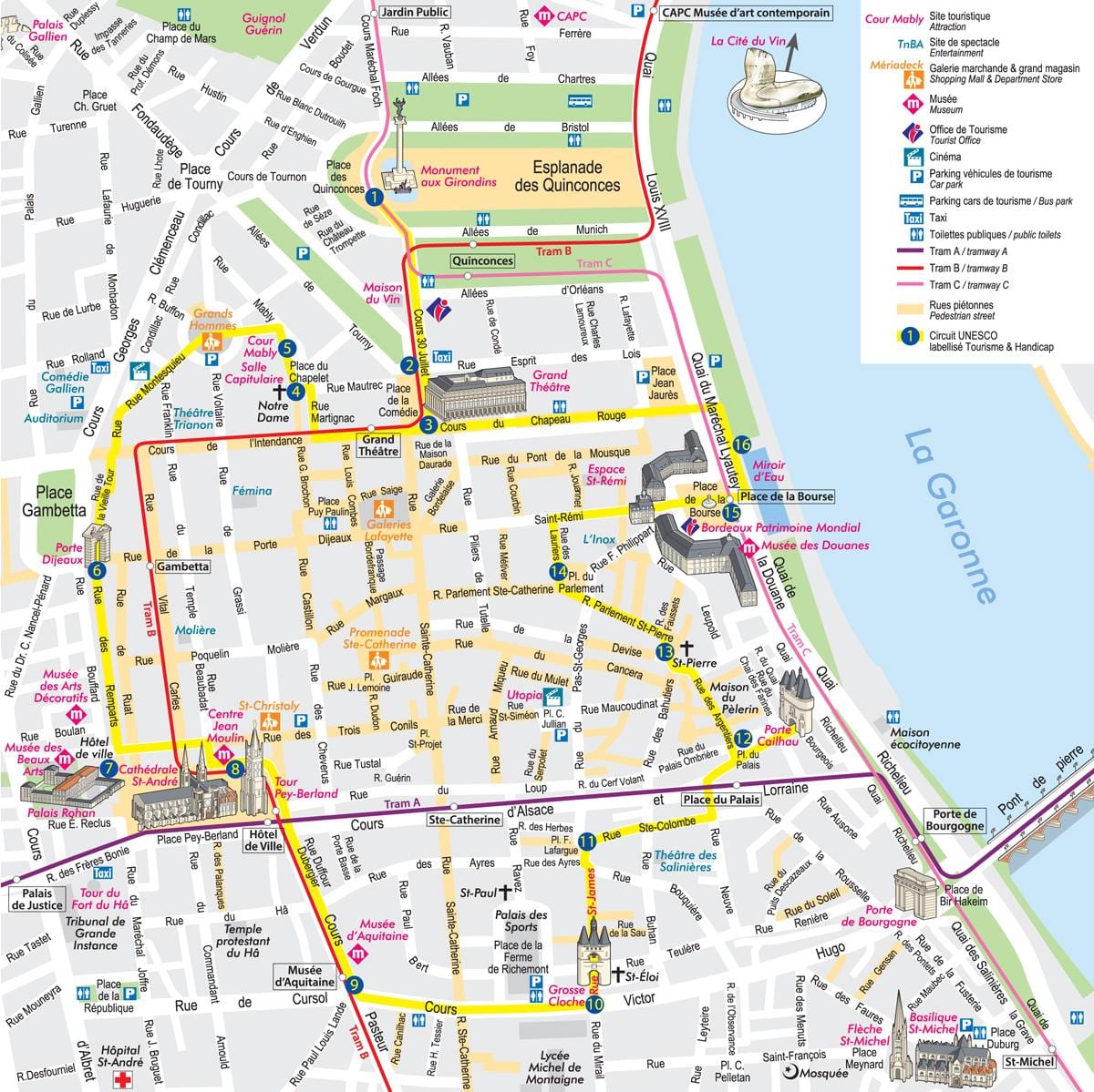 Bordeaux trung tâm thành phố bản đồ