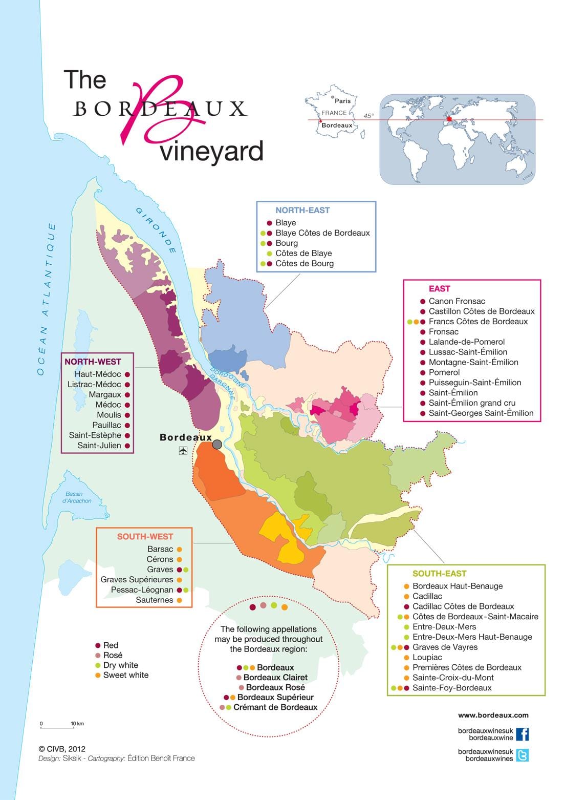 bản đồ của nước rượu Bordeaux