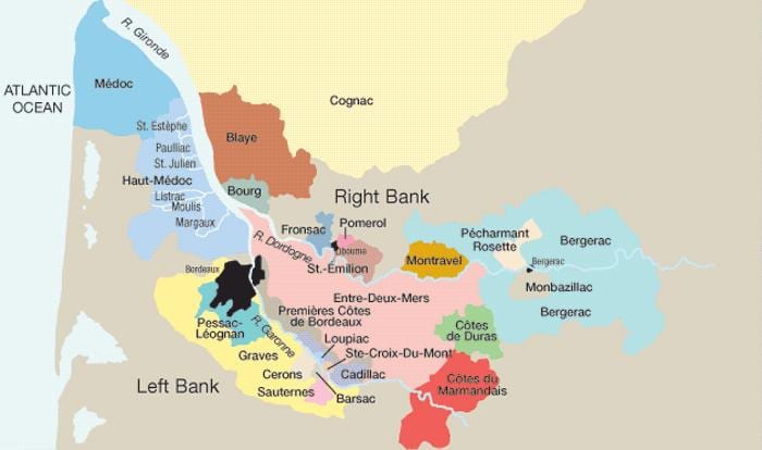 ngân hàng bên trái Bordeaux bản đồ
