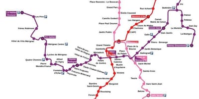 Bản đồ của Bordeaux trạm